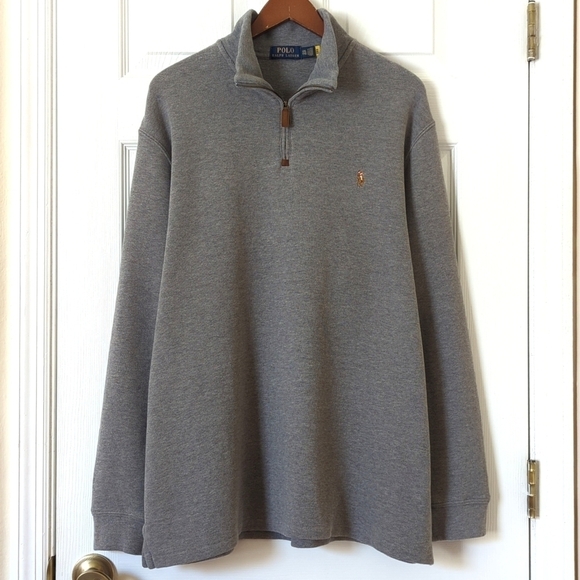 Polo Ralph Lauren Classic Preppy Estate Rib Quarter Zip Pullover Sweater Gray - Picture 1 of 11